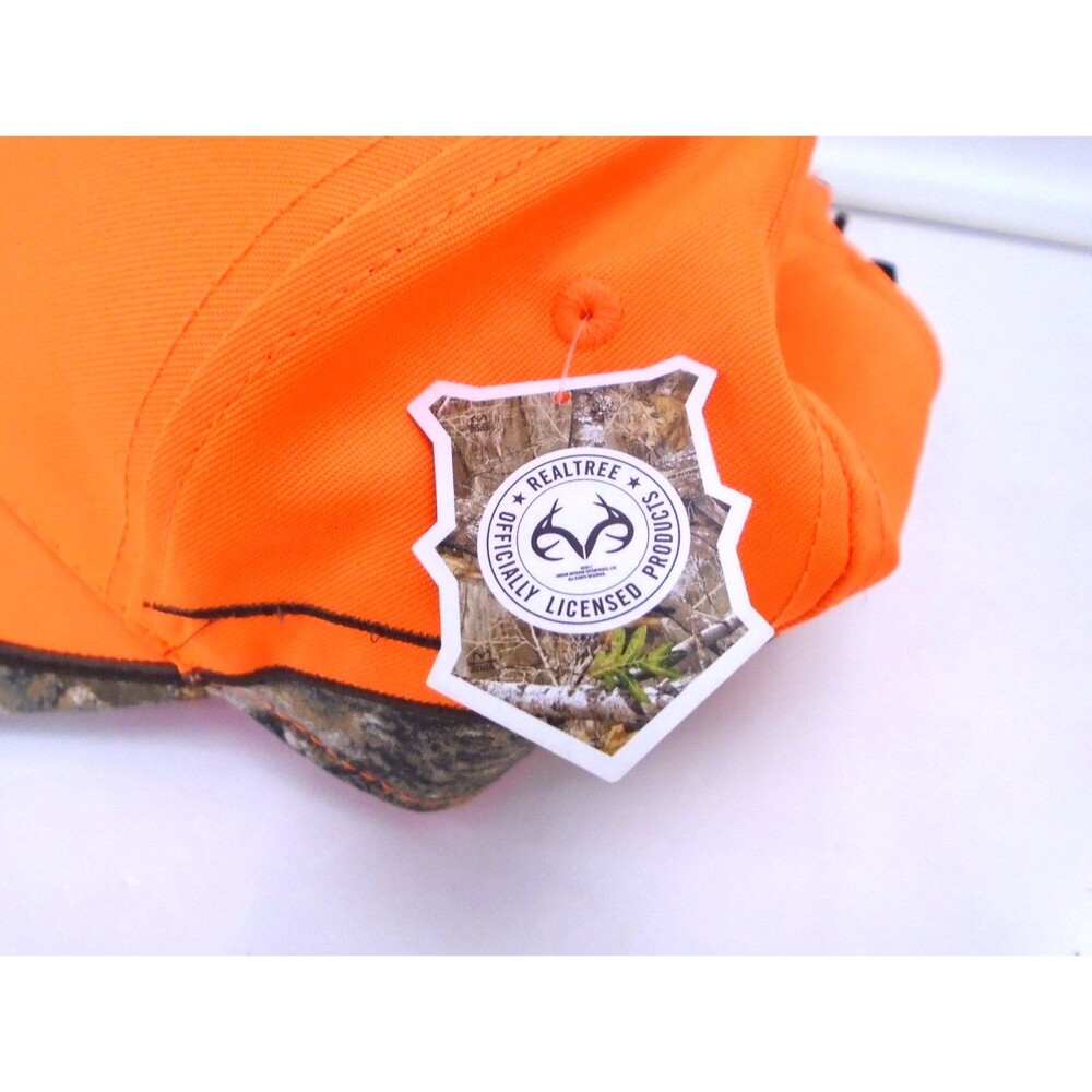 Reeltree Edge MEEMOS Blaze Orange Hunting Hat Cap Camo Trim Embroidered NWT - Picture 7 of 11